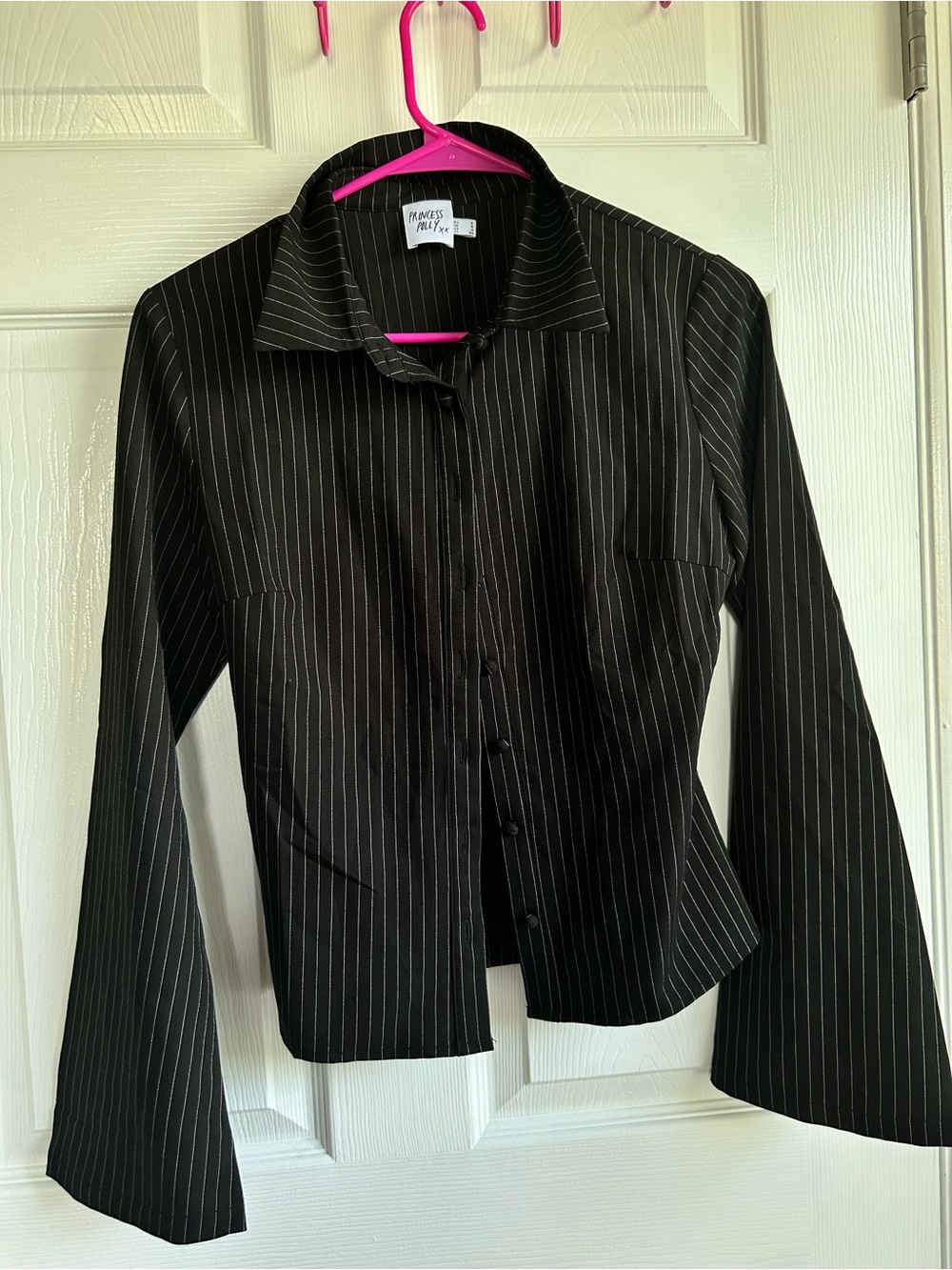 Princess Polly Black Pinstripe Button-Front Shirt